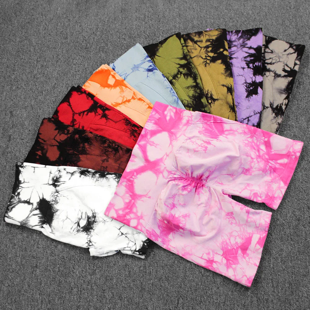 Seamless Tie Dye Push Up Yoga Shorts 24